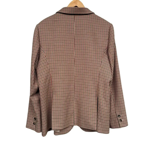 L'Agence Chamberlain Houndstooth Blazer Jacket Tan Brown Red Size 16 - Picture 2 of 5